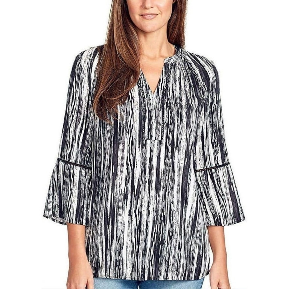 Gloria Vanderbilt Women's Spring Nova Flutter Sleeve Blouse Size XL